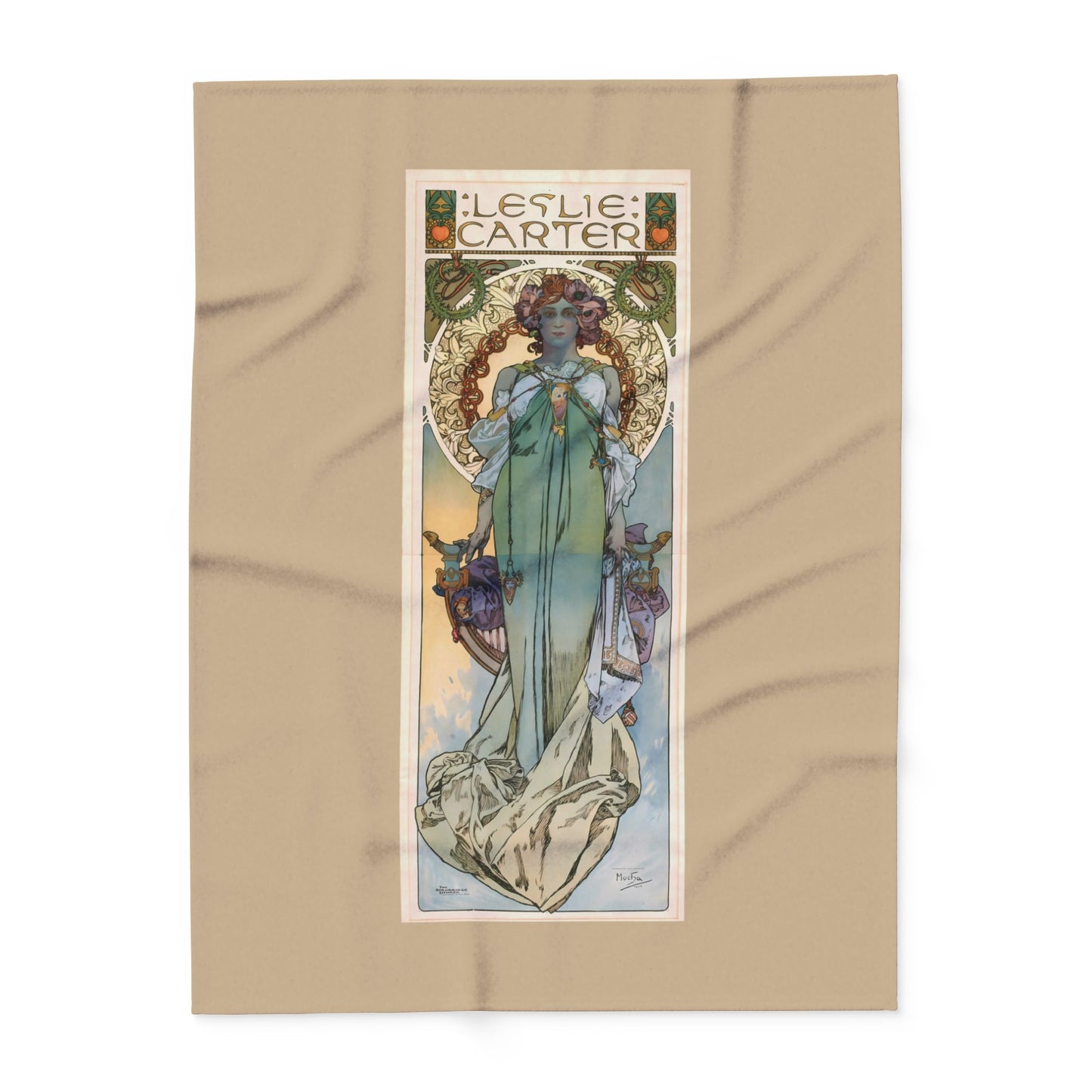 Arctic Fleece Blanket: 1908 Leslie Carter Poster by Alphonse Mucha, Art Nouveau, Cozy Winter Throw, Perfect Gift for Art Lovers