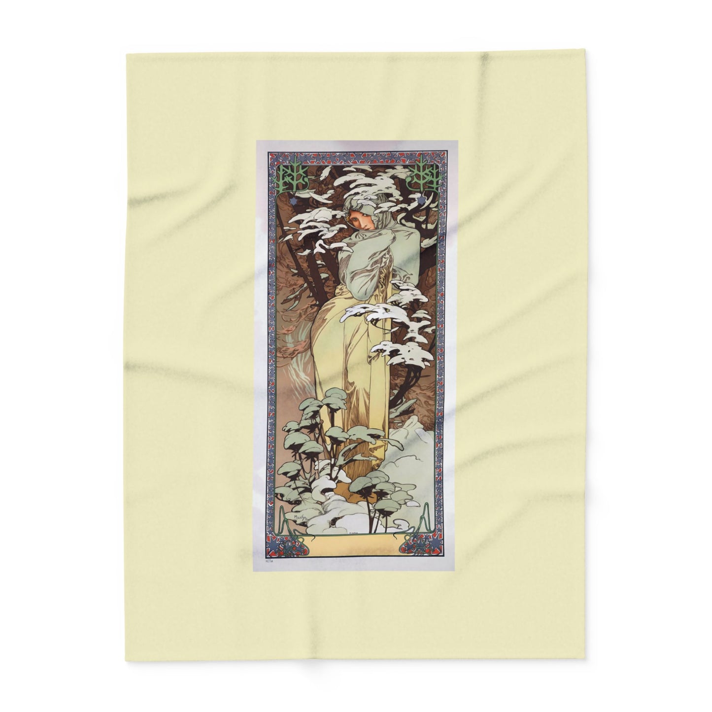 Arctic Fleece Blanket: 1897 Winter Poster by Alphonse Mucha, Art Nouveau, Cozy Winter Throw, Perfect Gift for Art Lovers
