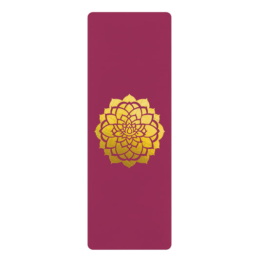 Mandala Rubber Yoga Mat: Non-Slip Suede Top & Natural Rubber Bottom, Colorful Lotus Design, 24×70" Cushioning for Yoga, Pilates, Meditation