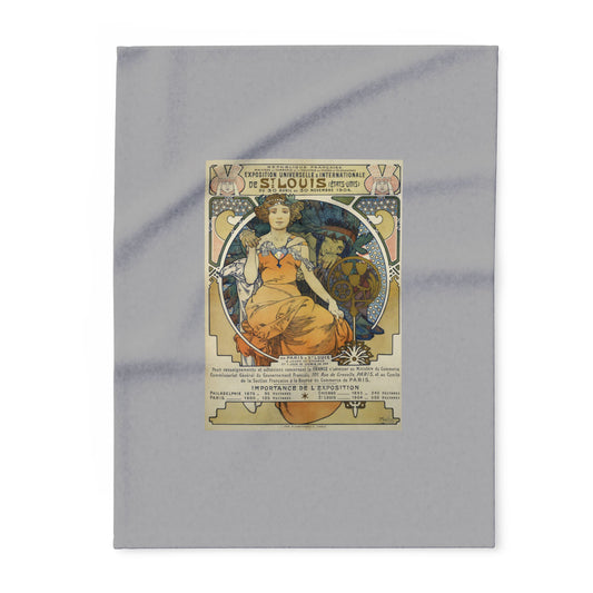 Arctic Fleece Blanket: 1904 St. Louis World's Fair Poster Design by A. Mucha, Art Nouveau, Cozy Winter Throw, Perfect Gift for Art Lovers