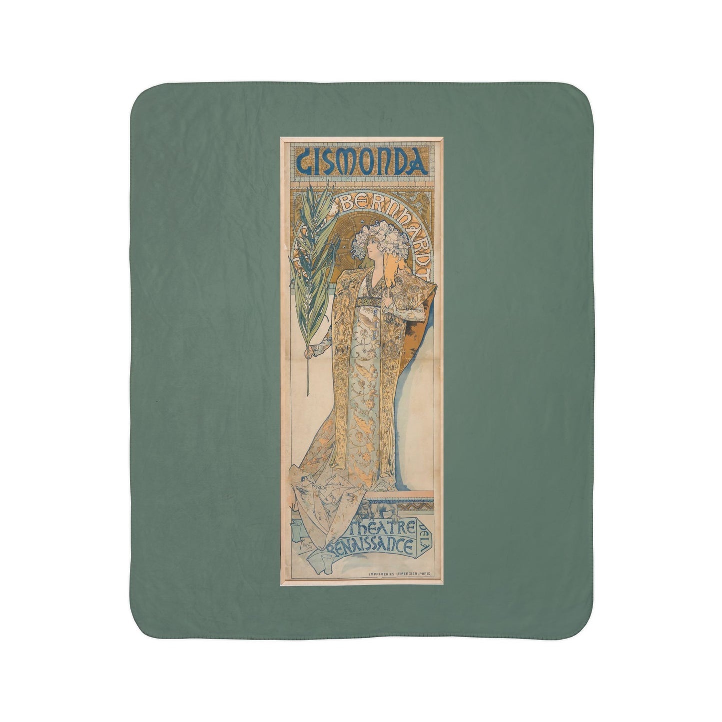 Fleece Sherpa Blanket: 1894 Gismonda, Sarah Bernhardt, by Alphonse Mucha, Cozy Vintage Throw, Art Nouveau, Perfect Gift for Art Lovers