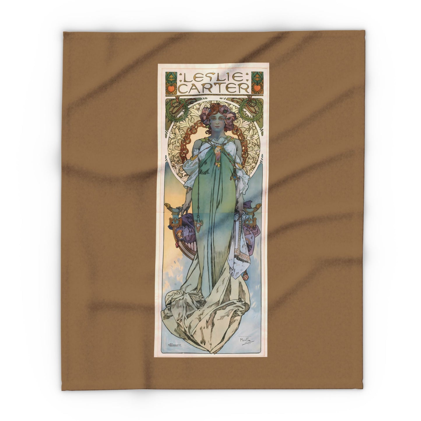 Arctic Fleece Blanket: 1908 Leslie Carter Poster by Alphonse Mucha, Art Nouveau, Cozy Winter Throw, Perfect Gift for Art Lovers