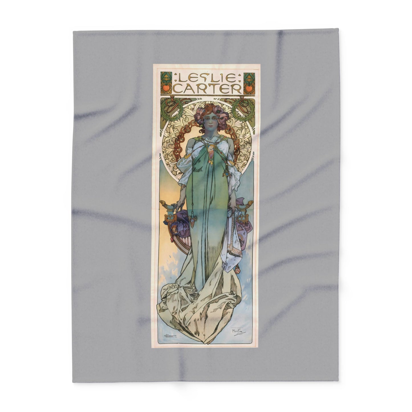 Arctic Fleece Blanket: 1908 Leslie Carter Poster by Alphonse Mucha, Art Nouveau, Cozy Winter Throw, Perfect Gift for Art Lovers