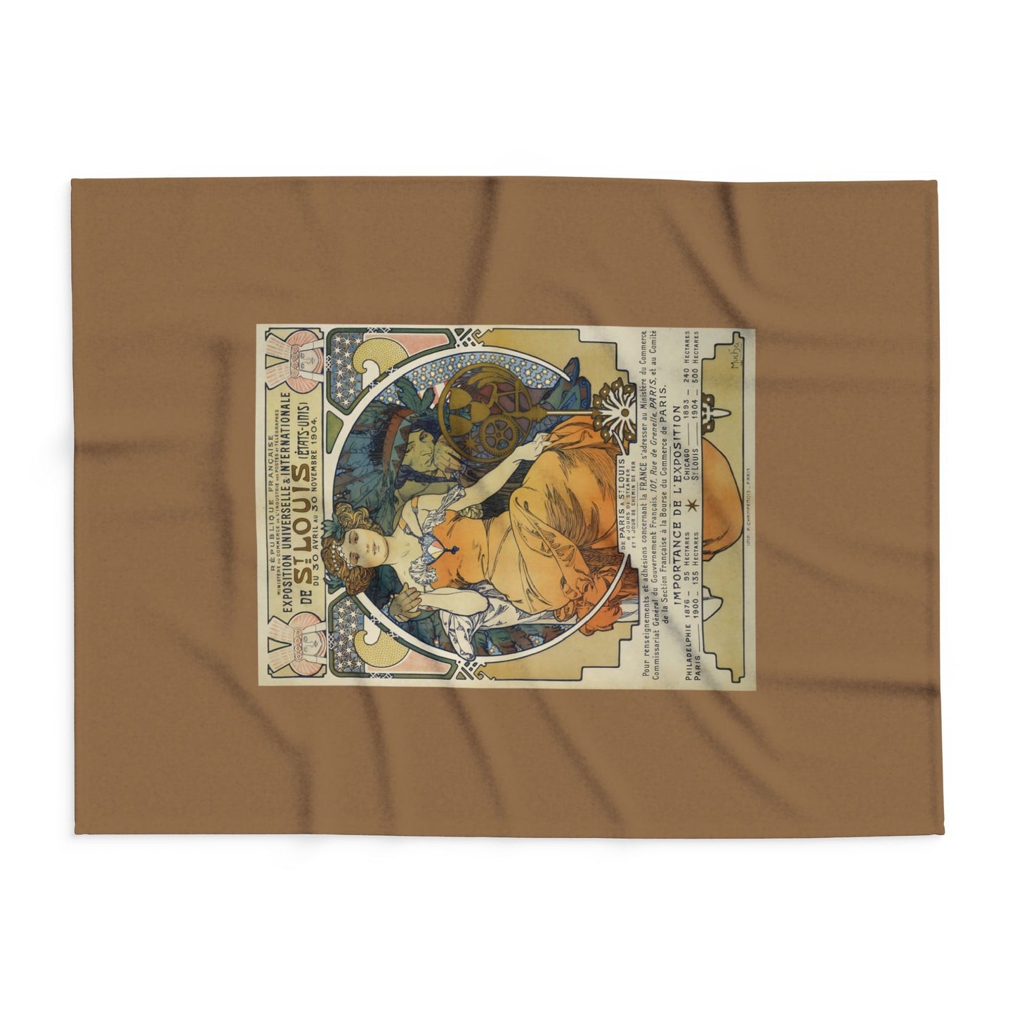 Arctic Fleece Blanket: 1904 St. Louis World's Fair Poster Design by A. Mucha, Art Nouveau, Cozy Winter Throw, Perfect Gift for Art Lovers