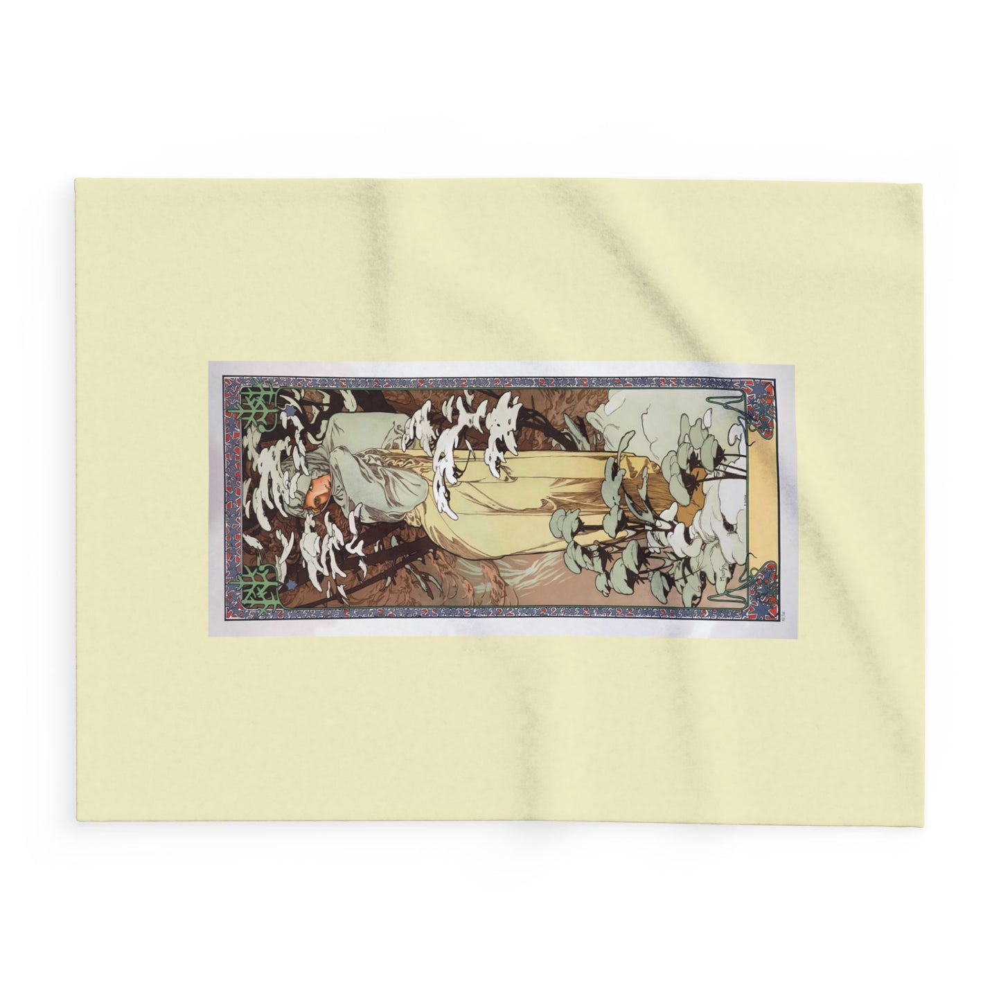 Arctic Fleece Blanket: 1897 Winter Poster by Alphonse Mucha, Art Nouveau, Cozy Winter Throw, Perfect Gift for Art Lovers