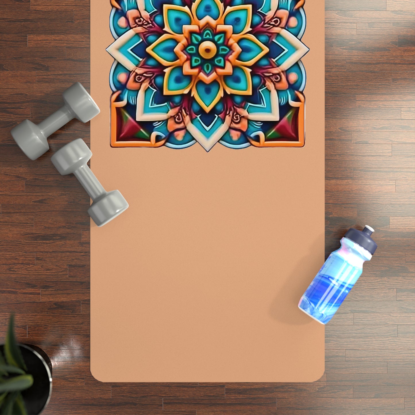 Mandala Rubber Yoga Mat: Non-Slip Suede Top & Natural Rubber Bottom, Colorful Lotus Design, 24×70" Cushioning for Yoga, Pilates, Meditation