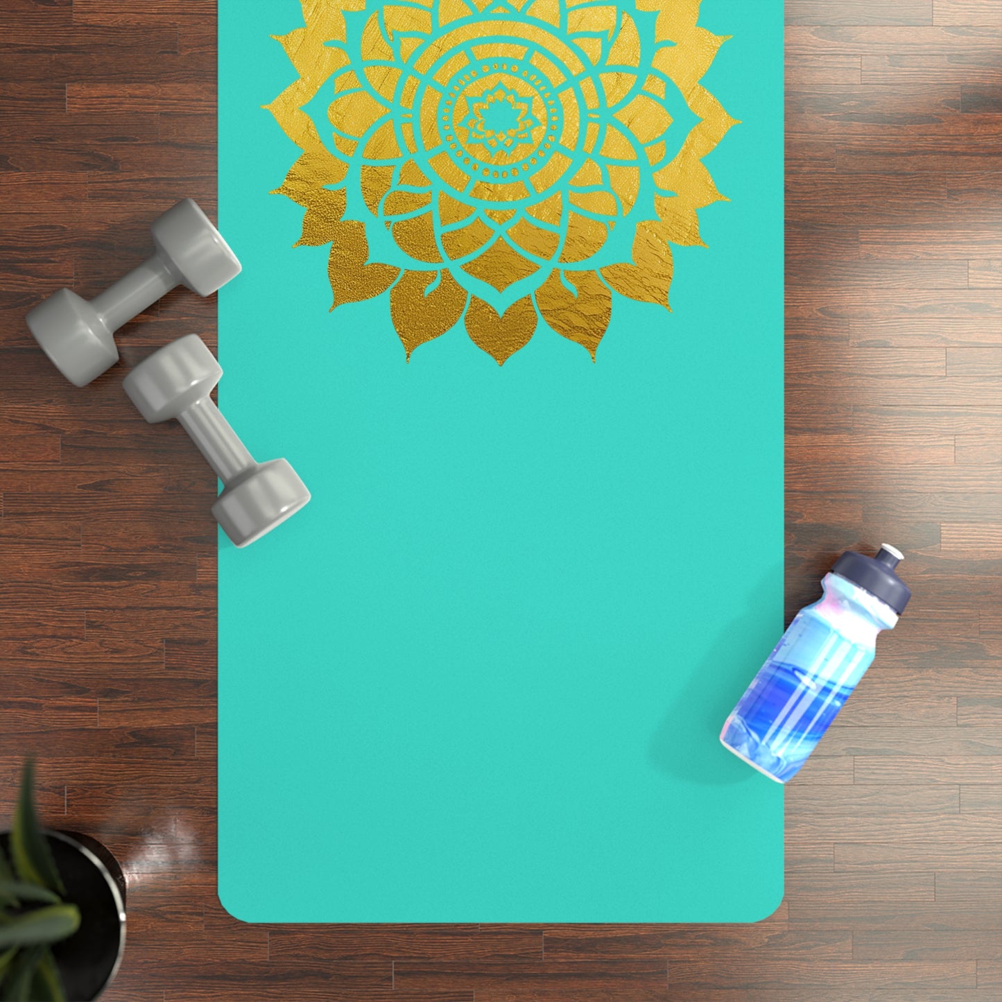 Mandala Rubber Yoga Mat: Non-Slip Suede Top & Natural Rubber Bottom, Colorful Lotus Design, 24×70" Cushioning for Yoga, Pilates, Meditation