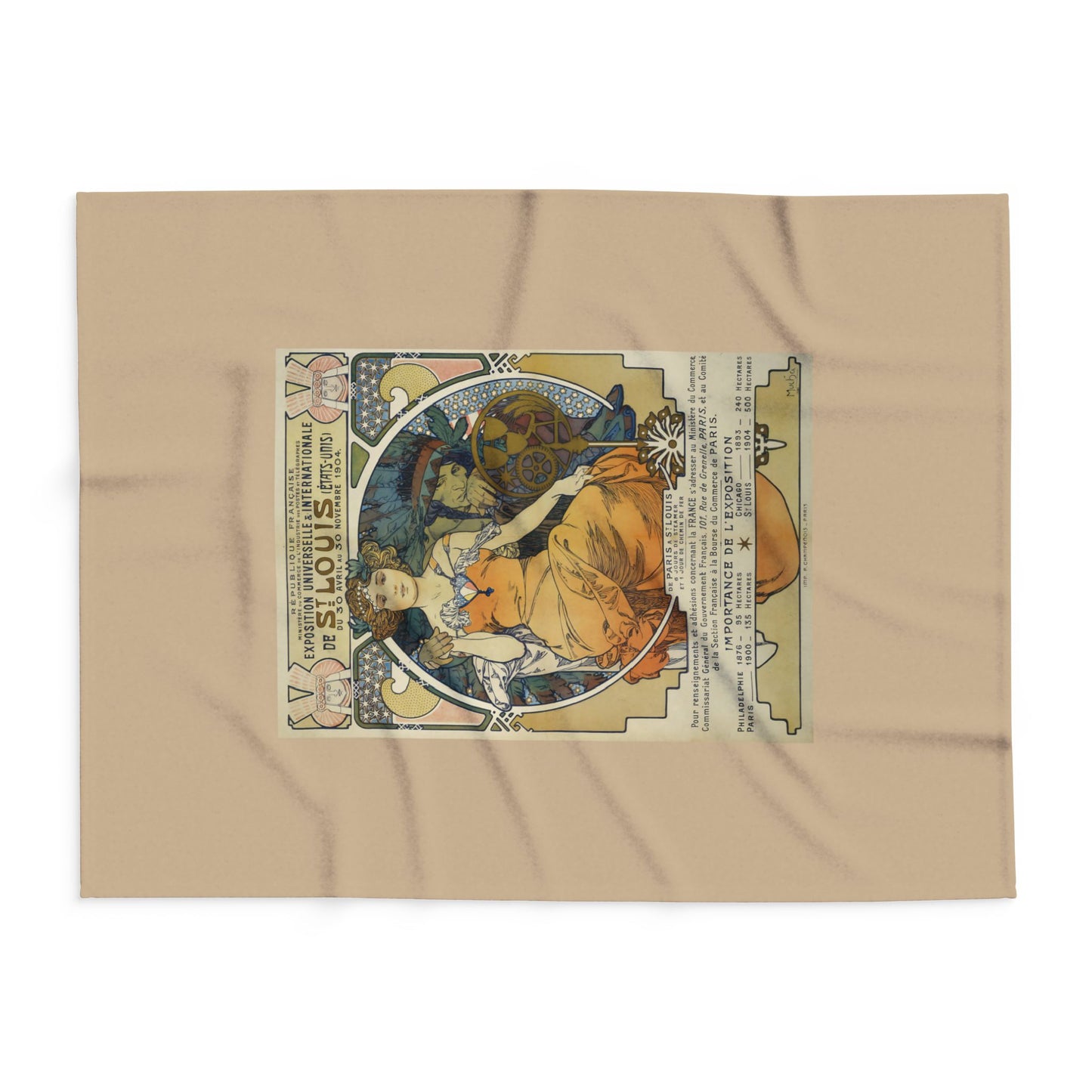 Arctic Fleece Blanket: 1904 St. Louis World's Fair Poster Design by A. Mucha, Art Nouveau, Cozy Winter Throw, Perfect Gift for Art Lovers