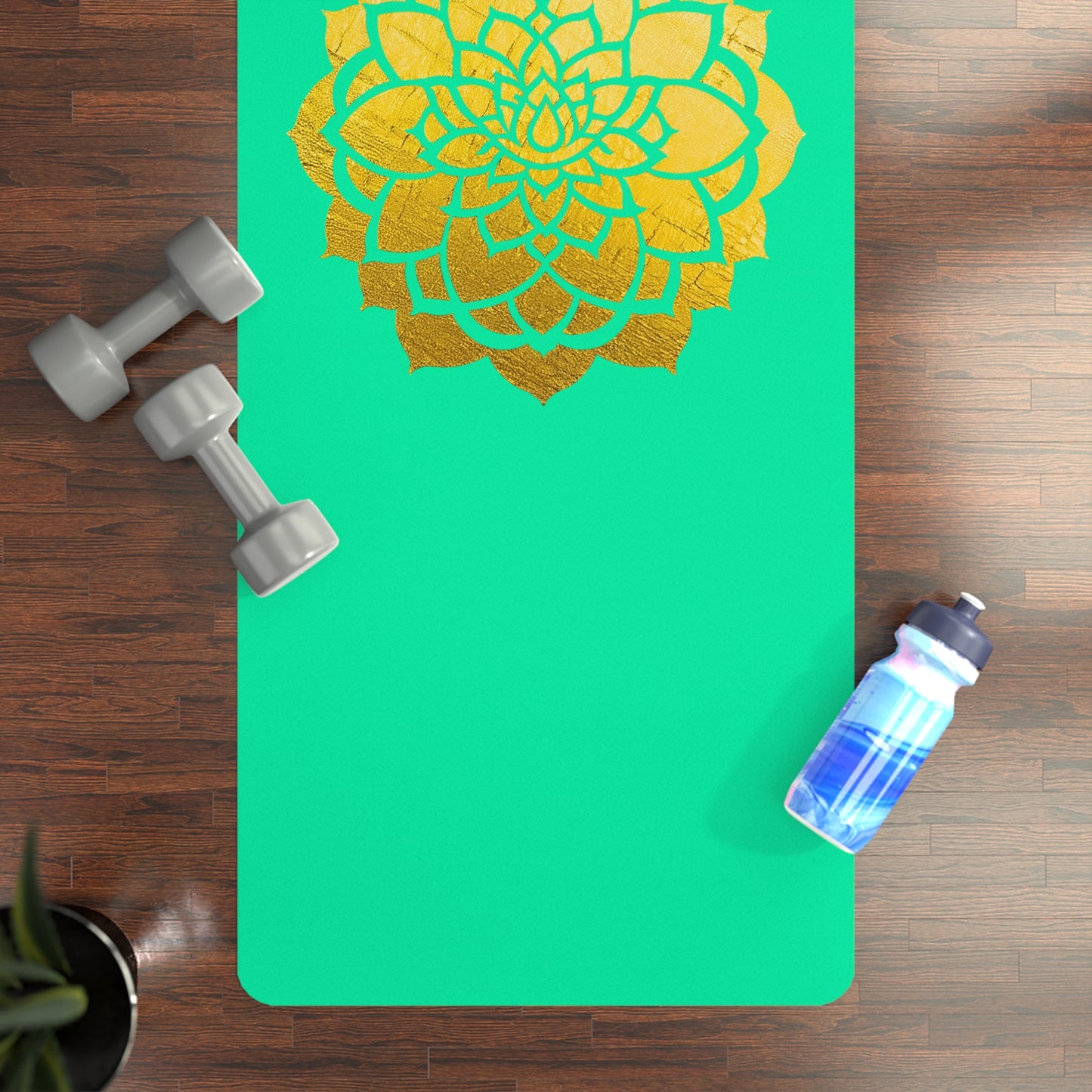 Mandala Rubber Yoga Mat: Non-Slip Suede Top & Natural Rubber Bottom, Colorful Lotus Design, 24×70" Cushioning for Yoga, Pilates, Meditation