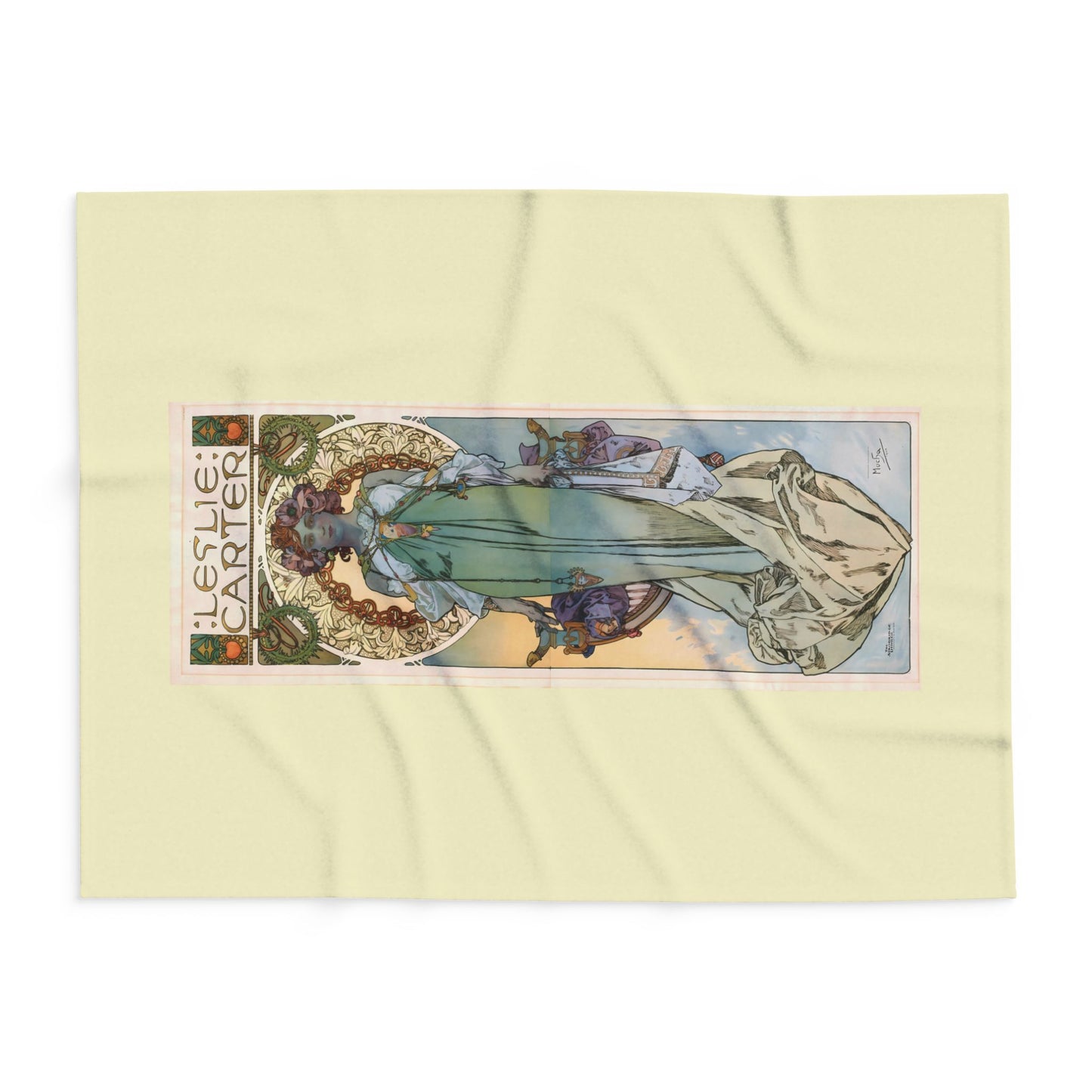Arctic Fleece Blanket: 1908 Leslie Carter Poster by Alphonse Mucha, Art Nouveau, Cozy Winter Throw, Perfect Gift for Art Lovers