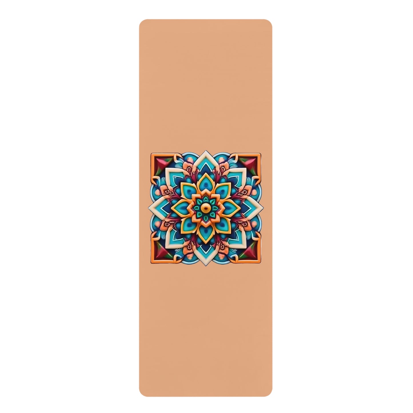 Mandala Rubber Yoga Mat: Non-Slip Suede Top & Natural Rubber Bottom, Colorful Lotus Design, 24×70" Cushioning for Yoga, Pilates, Meditation