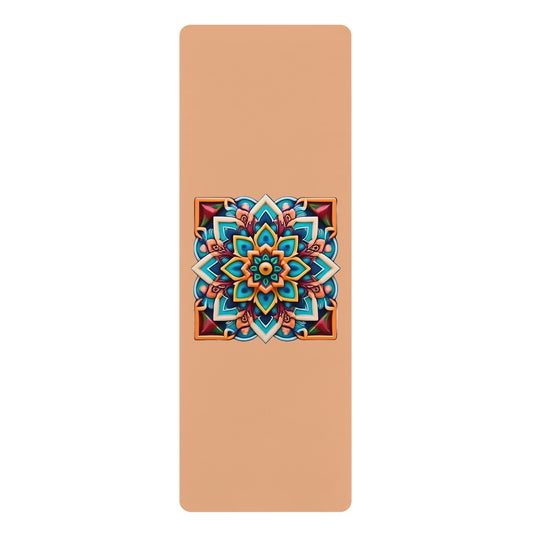 Mandala Rubber Yoga Mat: Non-Slip Suede Top & Natural Rubber Bottom, Colorful Lotus Design, 24×70" Cushioning for Yoga, Pilates, Meditation