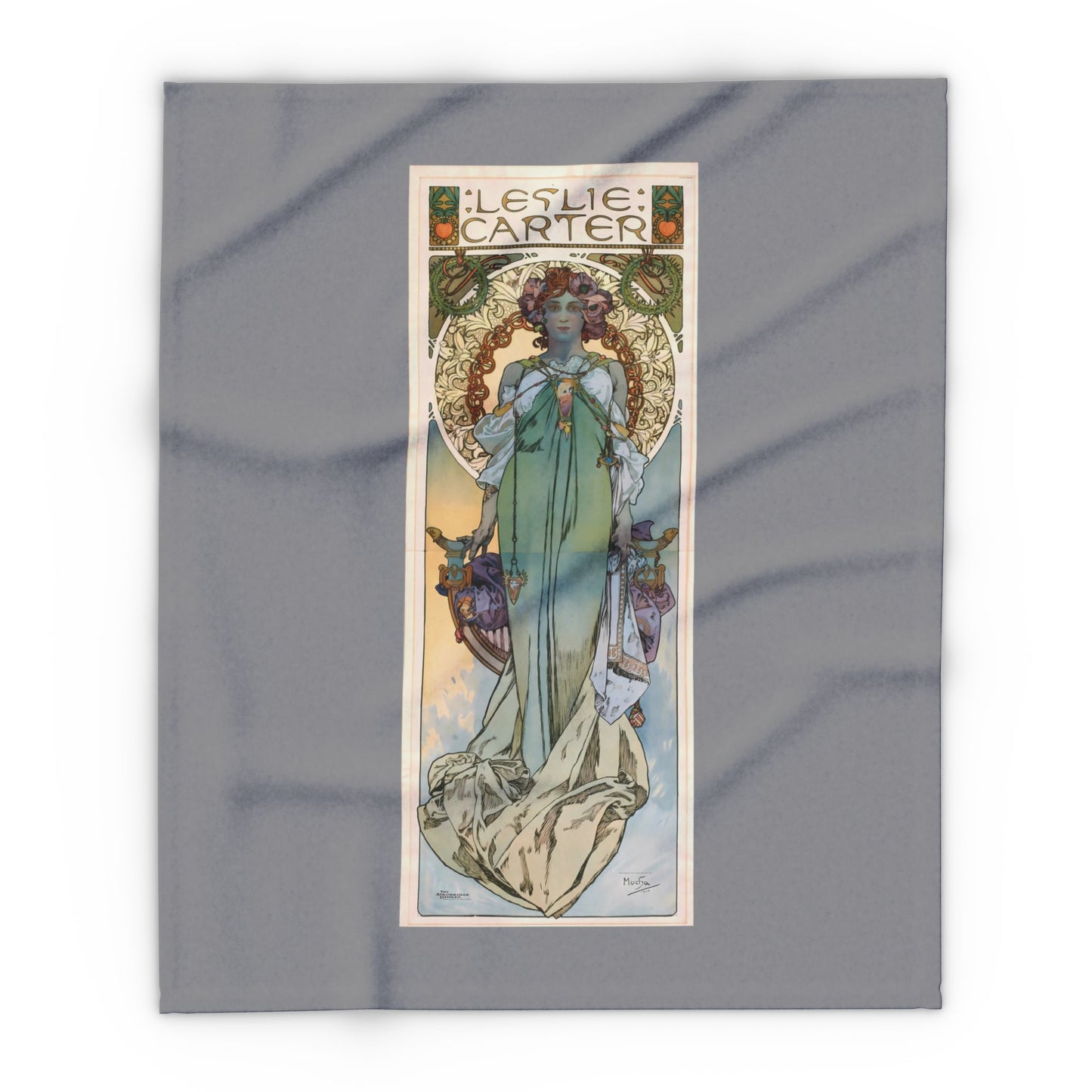 Arctic Fleece Blanket: 1908 Leslie Carter Poster by Alphonse Mucha, Art Nouveau, Cozy Winter Throw, Perfect Gift for Art Lovers