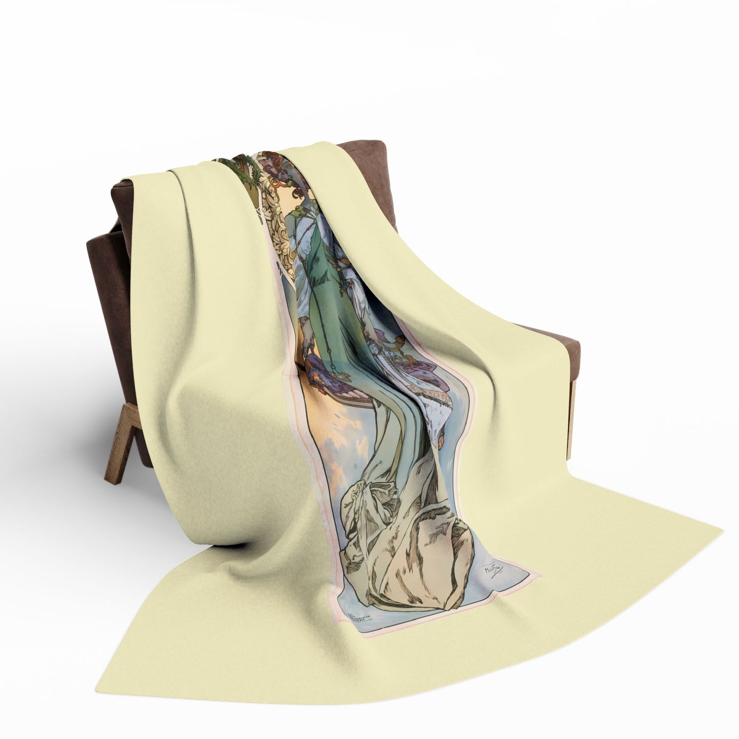 Arctic Fleece Blanket: 1908 Leslie Carter Poster by Alphonse Mucha, Art Nouveau, Cozy Winter Throw, Perfect Gift for Art Lovers
