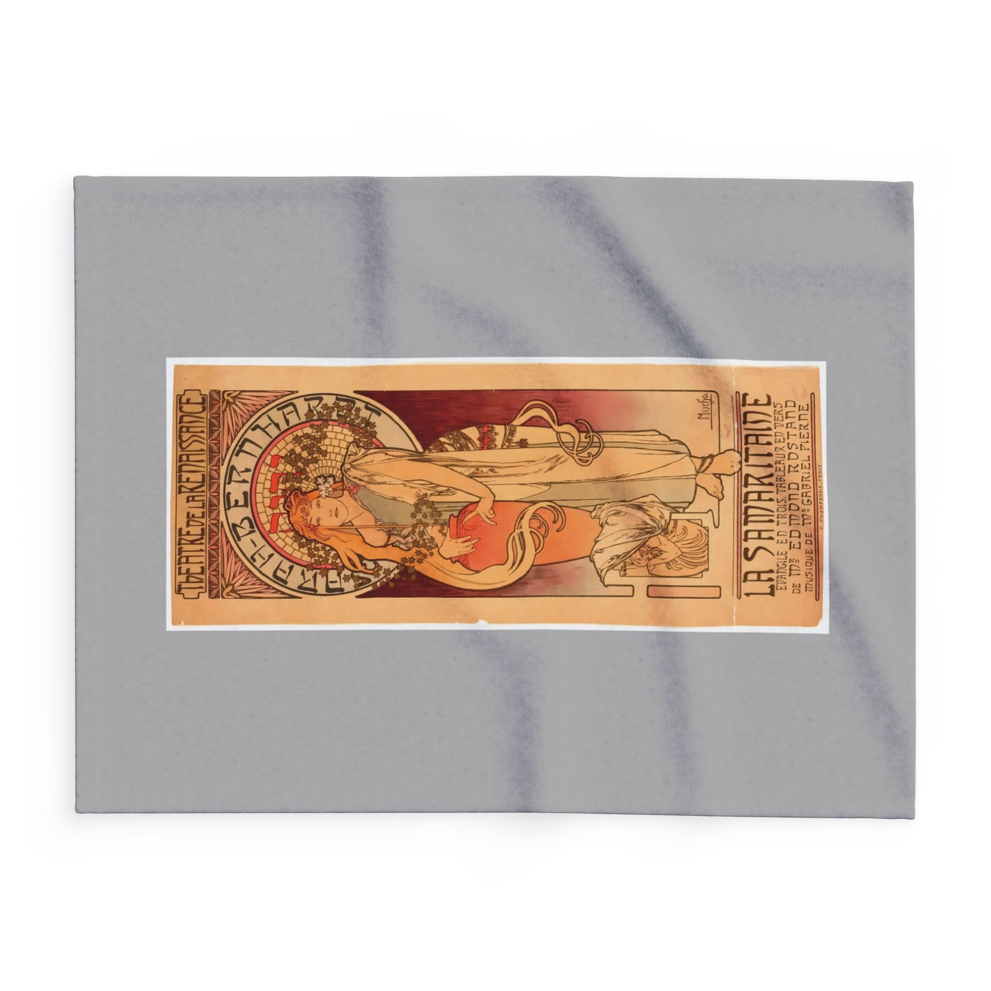 Arctic Fleece Blanket: 1897 La Samaritaine, Sarah Bernhardt, by Alphonse Mucha, Art Nouveau, Cozy Winter Throw, Perfect Gift for Art Lovers