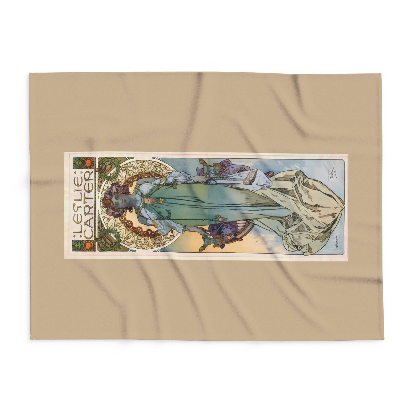 Arctic Fleece Blanket: 1908 Leslie Carter Poster by Alphonse Mucha, Art Nouveau, Cozy Winter Throw, Perfect Gift for Art Lovers