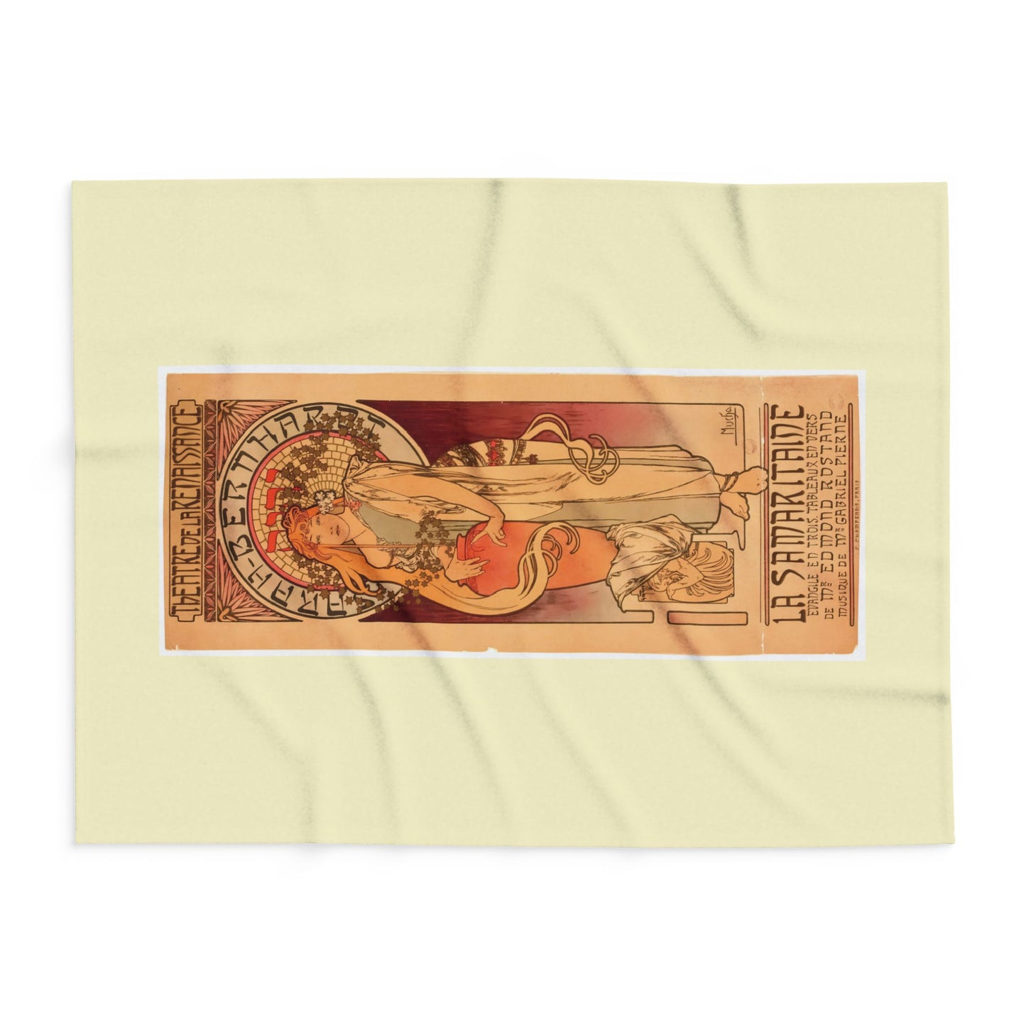 Arctic Fleece Blanket: 1897 La Samaritaine, Sarah Bernhardt, by Alphonse Mucha, Art Nouveau, Cozy Winter Throw, Perfect Gift for Art Lovers