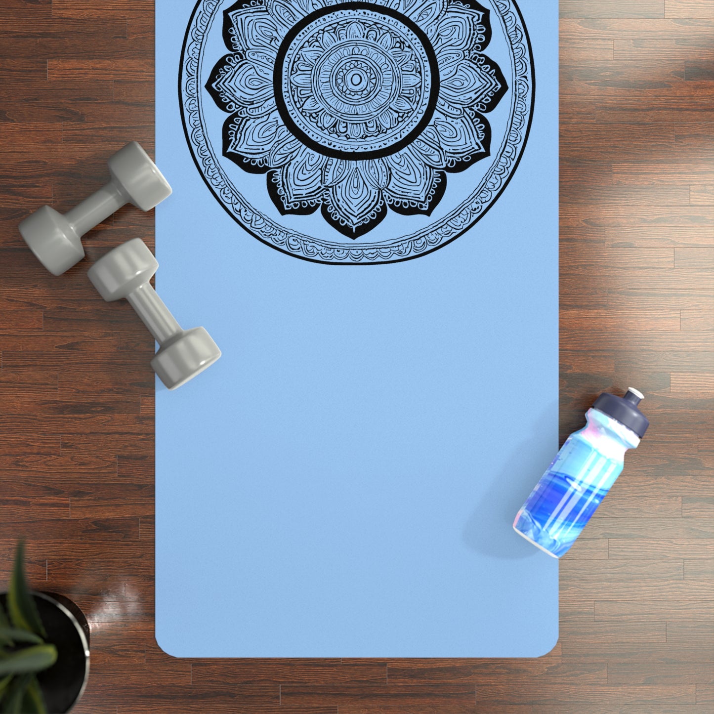 Mandala Rubber Yoga Mat: Non-Slip Suede Top & Natural Rubber Bottom, Colorful Lotus Design, 24×70" Cushioning for Yoga, Pilates, Meditation