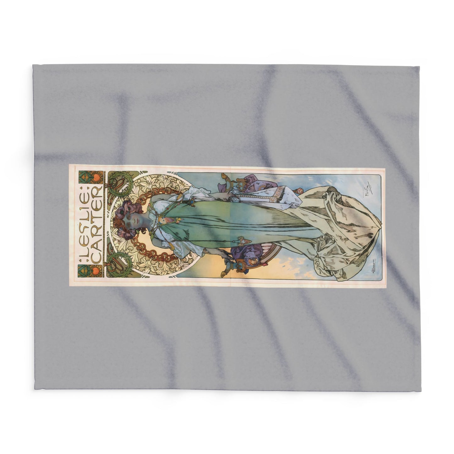 Arctic Fleece Blanket: 1908 Leslie Carter Poster by Alphonse Mucha, Art Nouveau, Cozy Winter Throw, Perfect Gift for Art Lovers