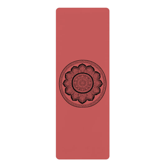 Mandala Rubber Yoga Mat: Non-Slip Suede Top & Natural Rubber Bottom, Colorful Lotus Design, 24×70" Cushioning for Yoga, Pilates, Meditation