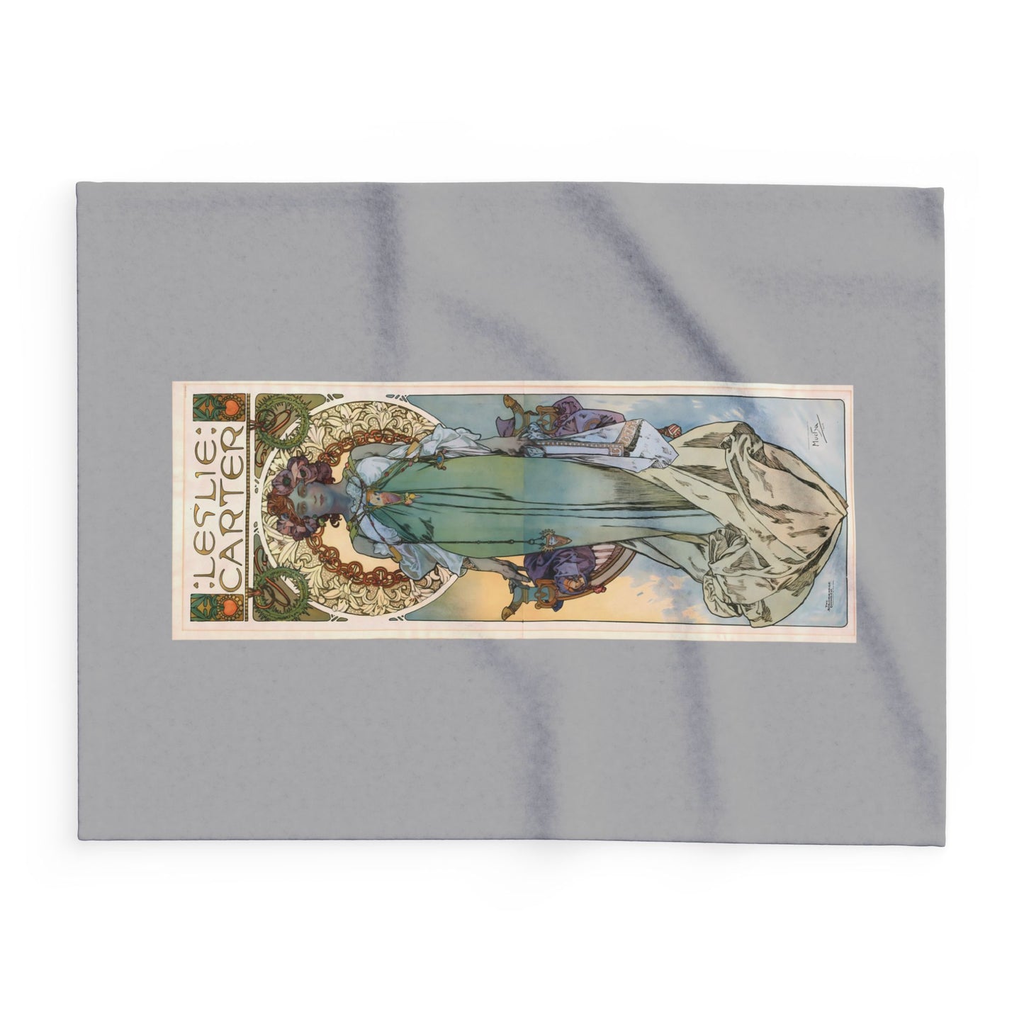 Arctic Fleece Blanket: 1908 Leslie Carter Poster by Alphonse Mucha, Art Nouveau, Cozy Winter Throw, Perfect Gift for Art Lovers