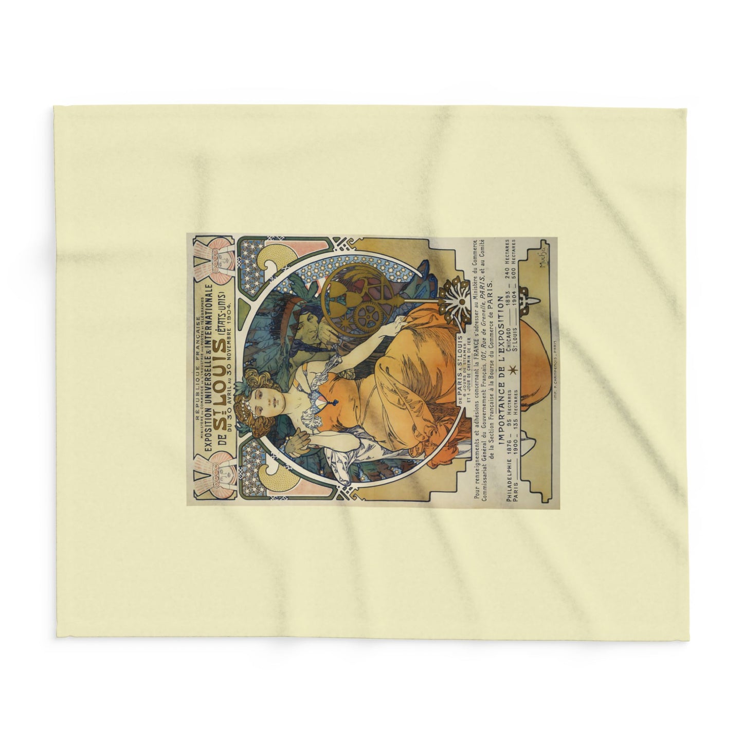 Arctic Fleece Blanket: 1904 St. Louis World's Fair Poster Design by A. Mucha, Art Nouveau, Cozy Winter Throw, Perfect Gift for Art Lovers