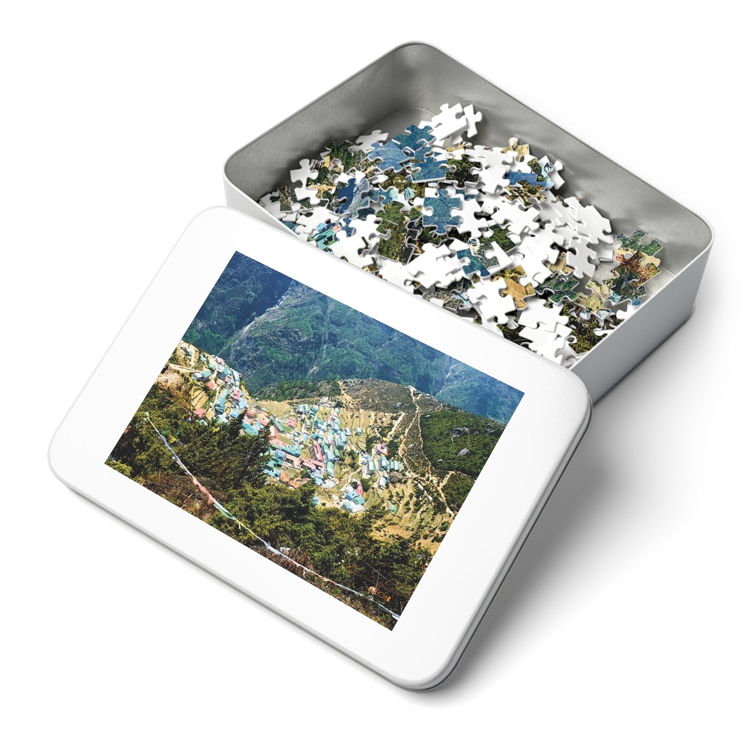 Jigsaw Puzzle & Tin: Original Photo, Namche Bazaar, Solu Khumbu, Nepal (2014), Vibrant Glossy Puzzle, Nature Lover's Gift, 30 to 500 Pcs