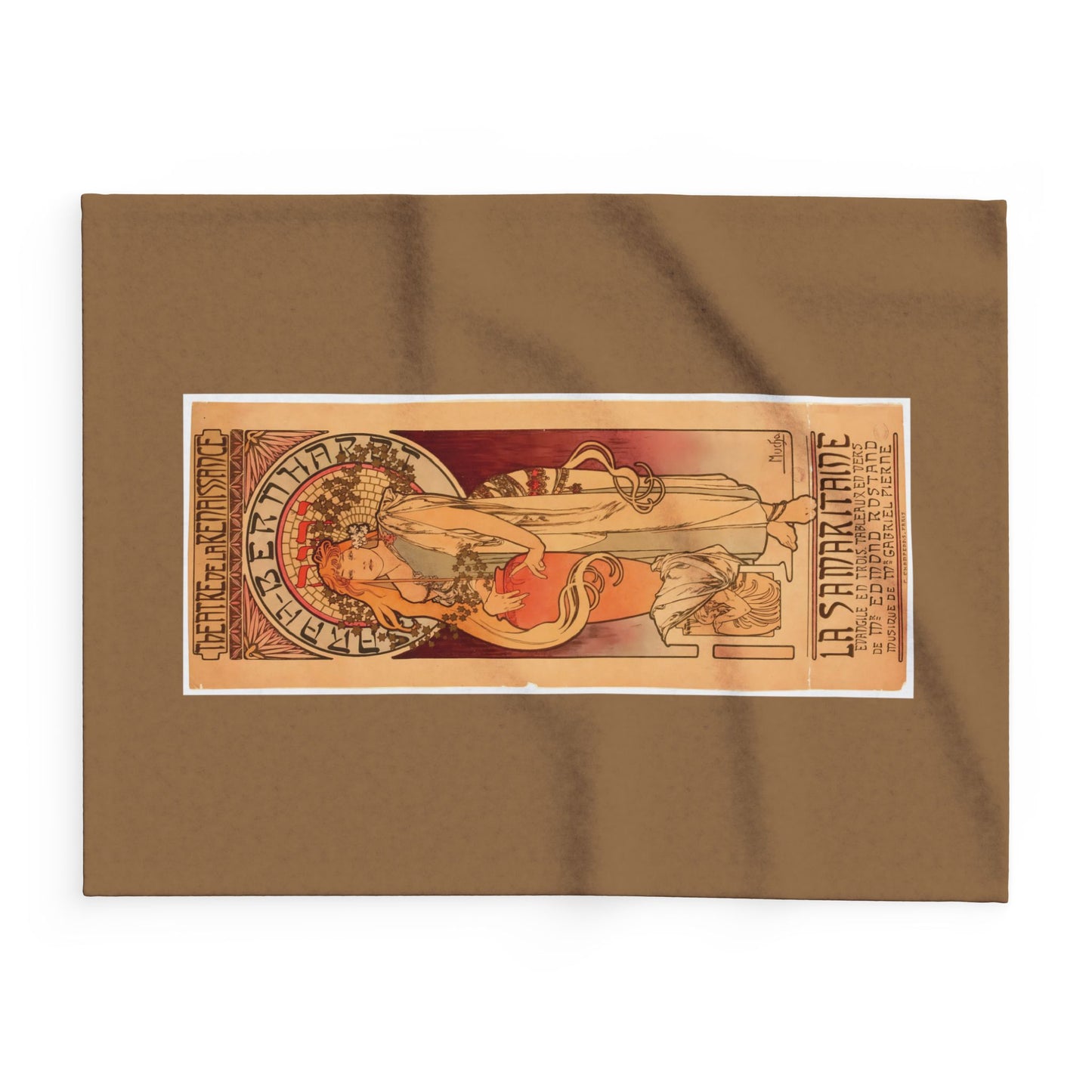 Arctic Fleece Blanket: 1897 La Samaritaine, Sarah Bernhardt, by Alphonse Mucha, Art Nouveau, Cozy Winter Throw, Perfect Gift for Art Lovers