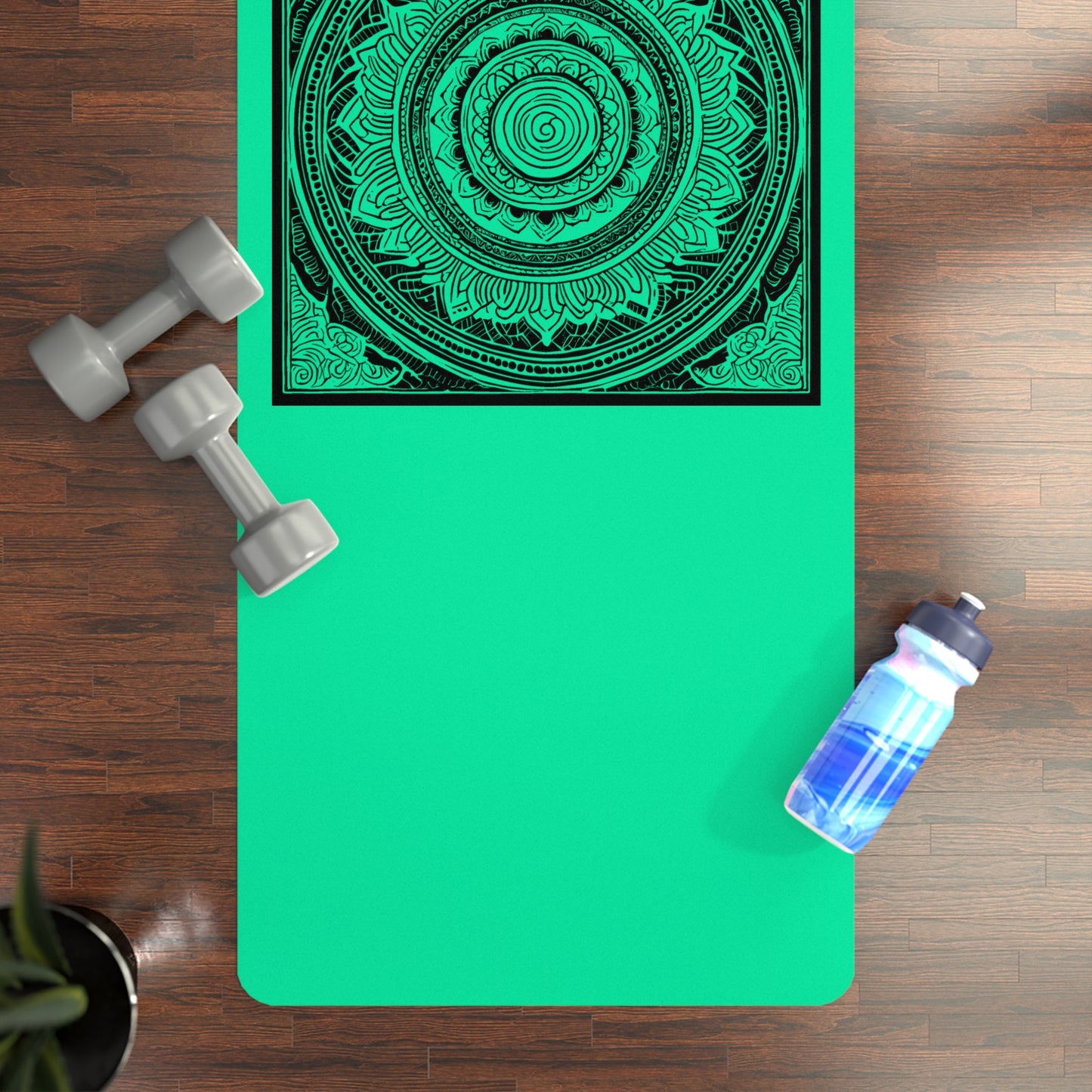 Mandala Rubber Yoga Mat: Non-Slip Suede Top & Natural Rubber Bottom, Colorful Lotus Design, 24×70" Cushioning for Yoga, Pilates, Meditation