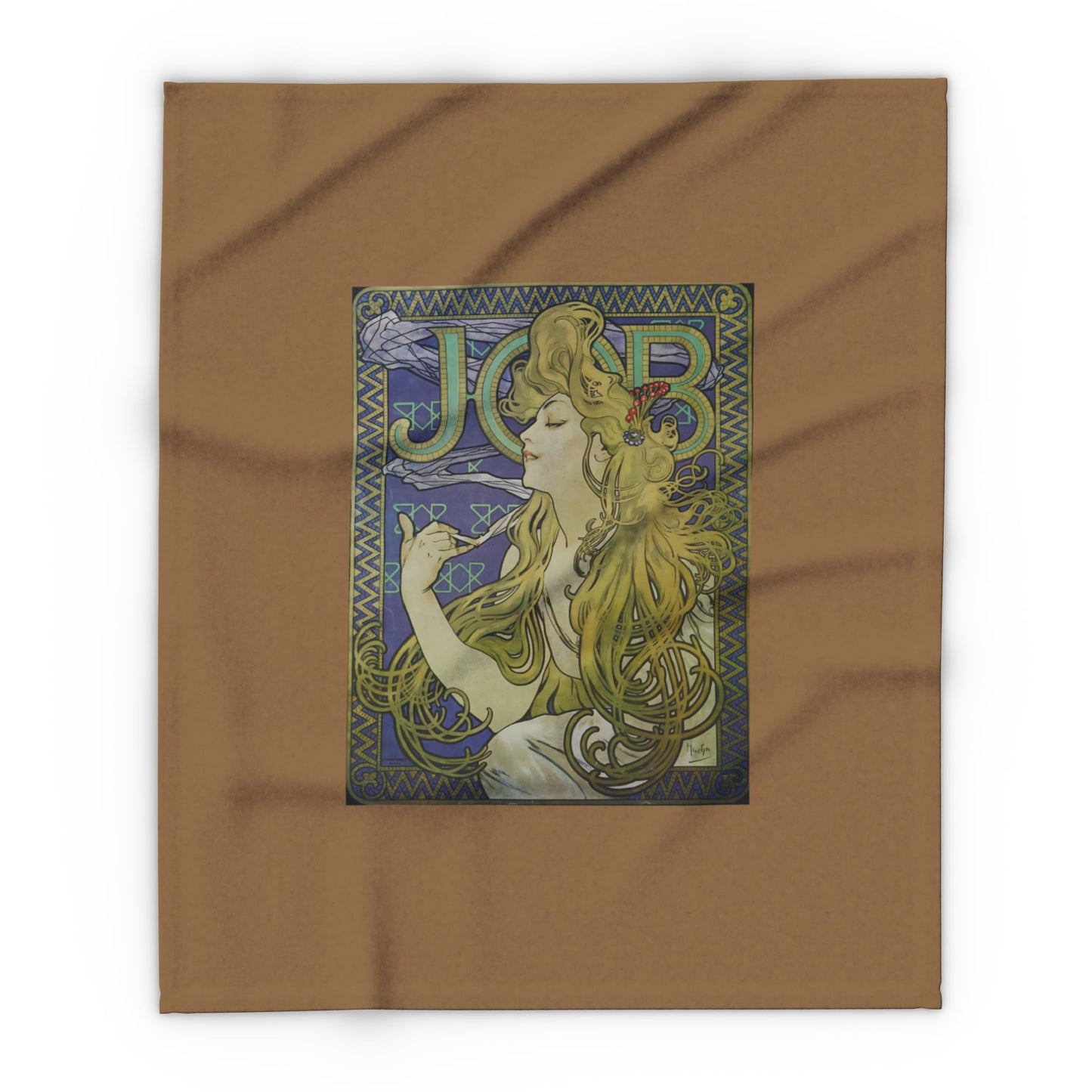 Arctic Fleece Blanket: 1897 Job Cigarette Brand Poster Design by Alphonse Mucha, Art Nouveau, Cozy Winter Throw, Perfect Gift for Art Lovers