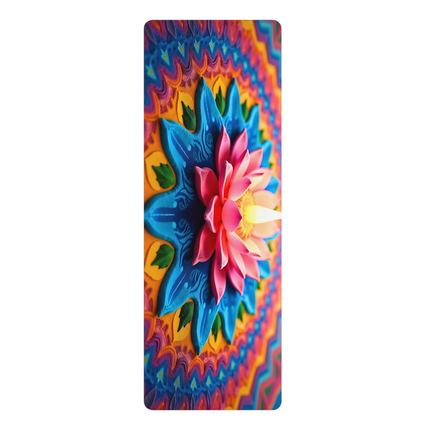 Mandala Rubber Yoga Mat: Non-Slip Suede Top & Natural Rubber Bottom, Colorful Lotus Design, 24×70" Cushioning for Yoga, Pilates, Meditation