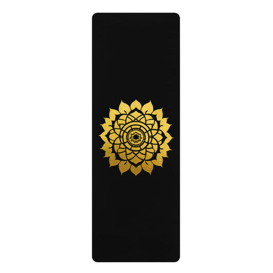 Mandala Rubber Yoga Mat: Non-Slip Suede Top & Natural Rubber Bottom, Colorful Lotus Design, 24×70" Cushioning for Yoga, Pilates, Meditation