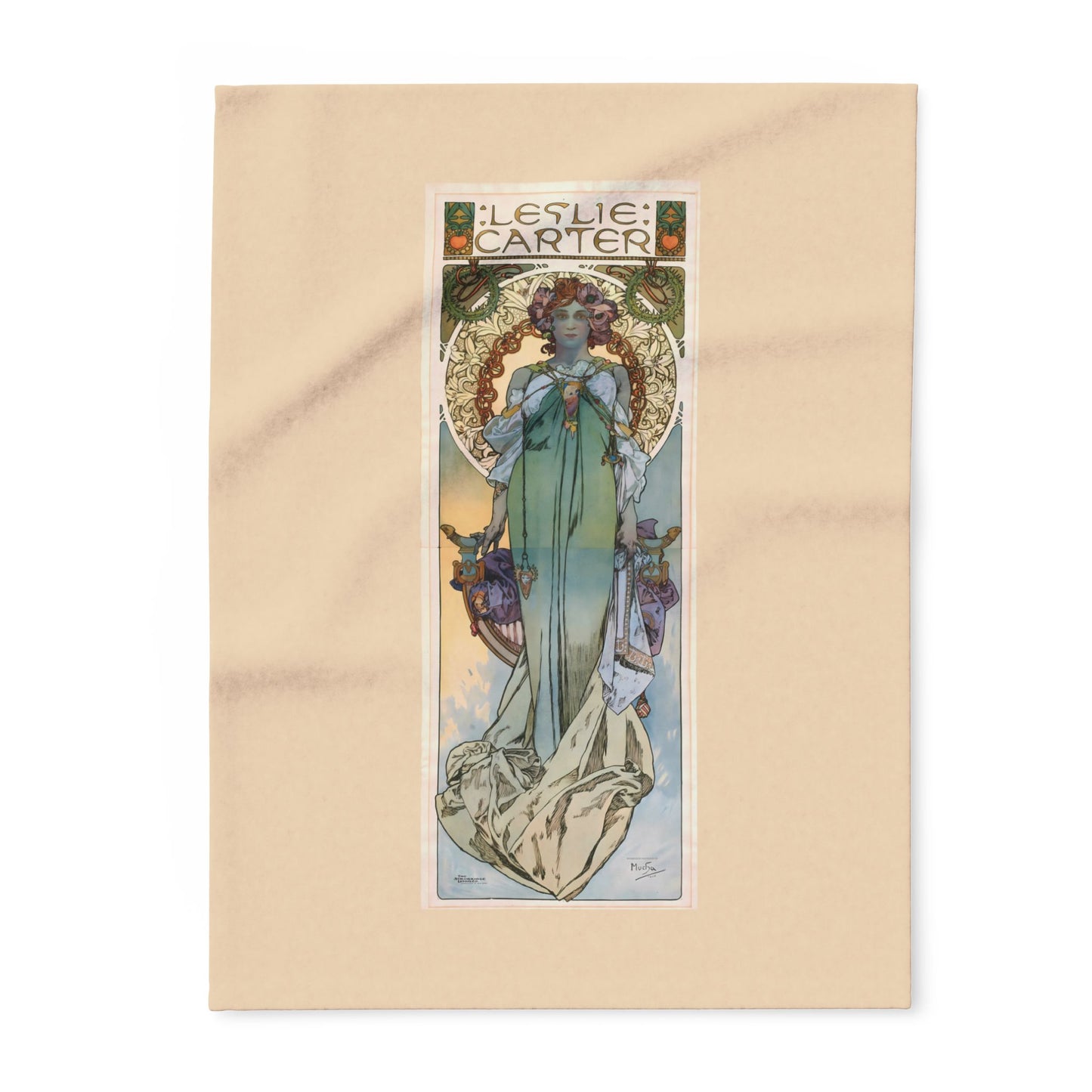 Arctic Fleece Blanket: 1908 Leslie Carter Poster by Alphonse Mucha, Art Nouveau, Cozy Winter Throw, Perfect Gift for Art Lovers