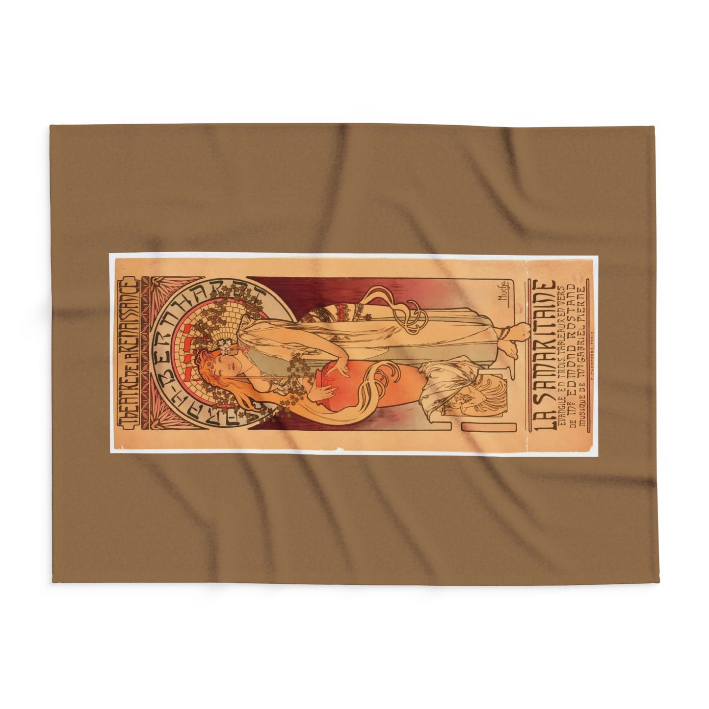 Arctic Fleece Blanket: 1897 La Samaritaine, Sarah Bernhardt, by Alphonse Mucha, Art Nouveau, Cozy Winter Throw, Perfect Gift for Art Lovers