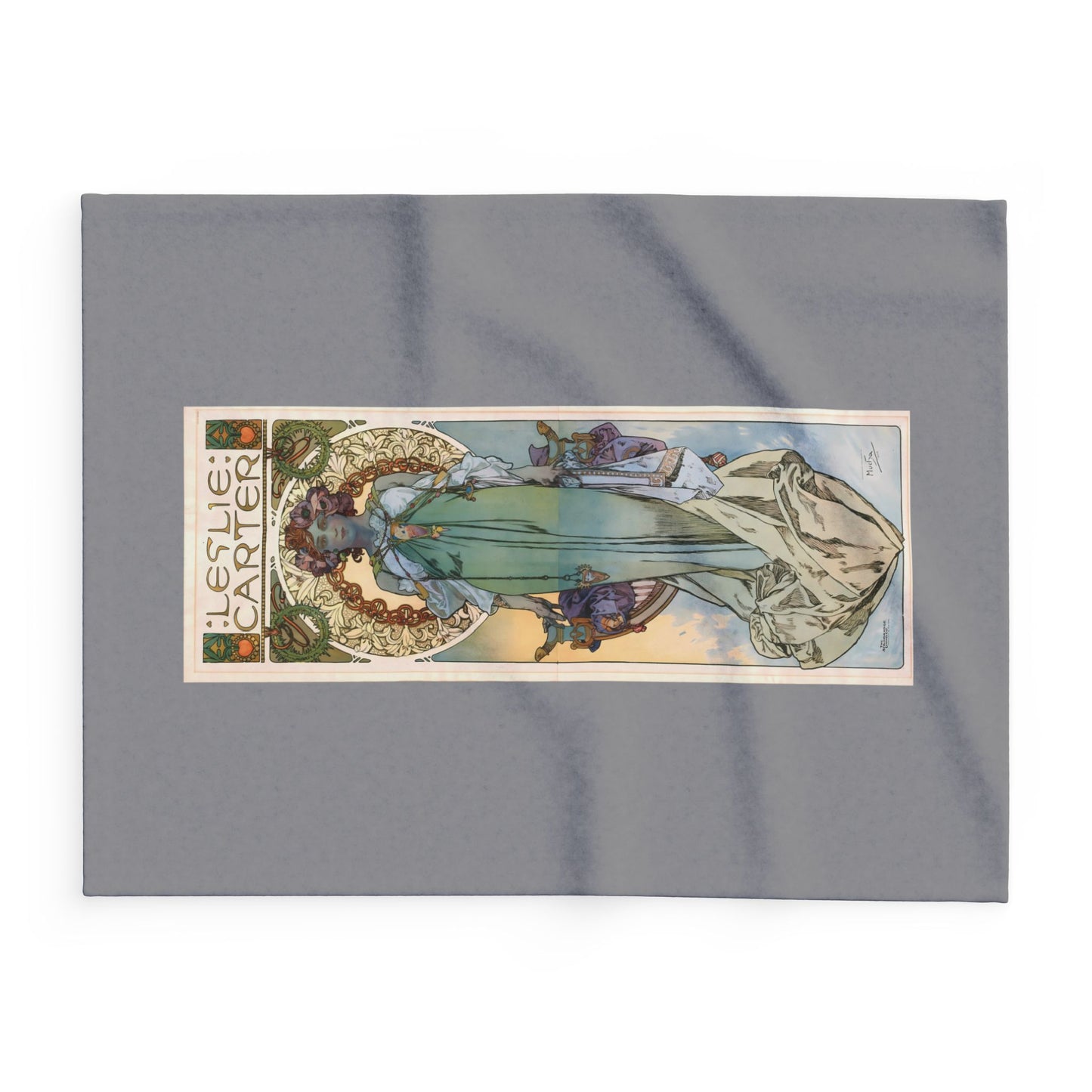 Arctic Fleece Blanket: 1908 Leslie Carter Poster by Alphonse Mucha, Art Nouveau, Cozy Winter Throw, Perfect Gift for Art Lovers