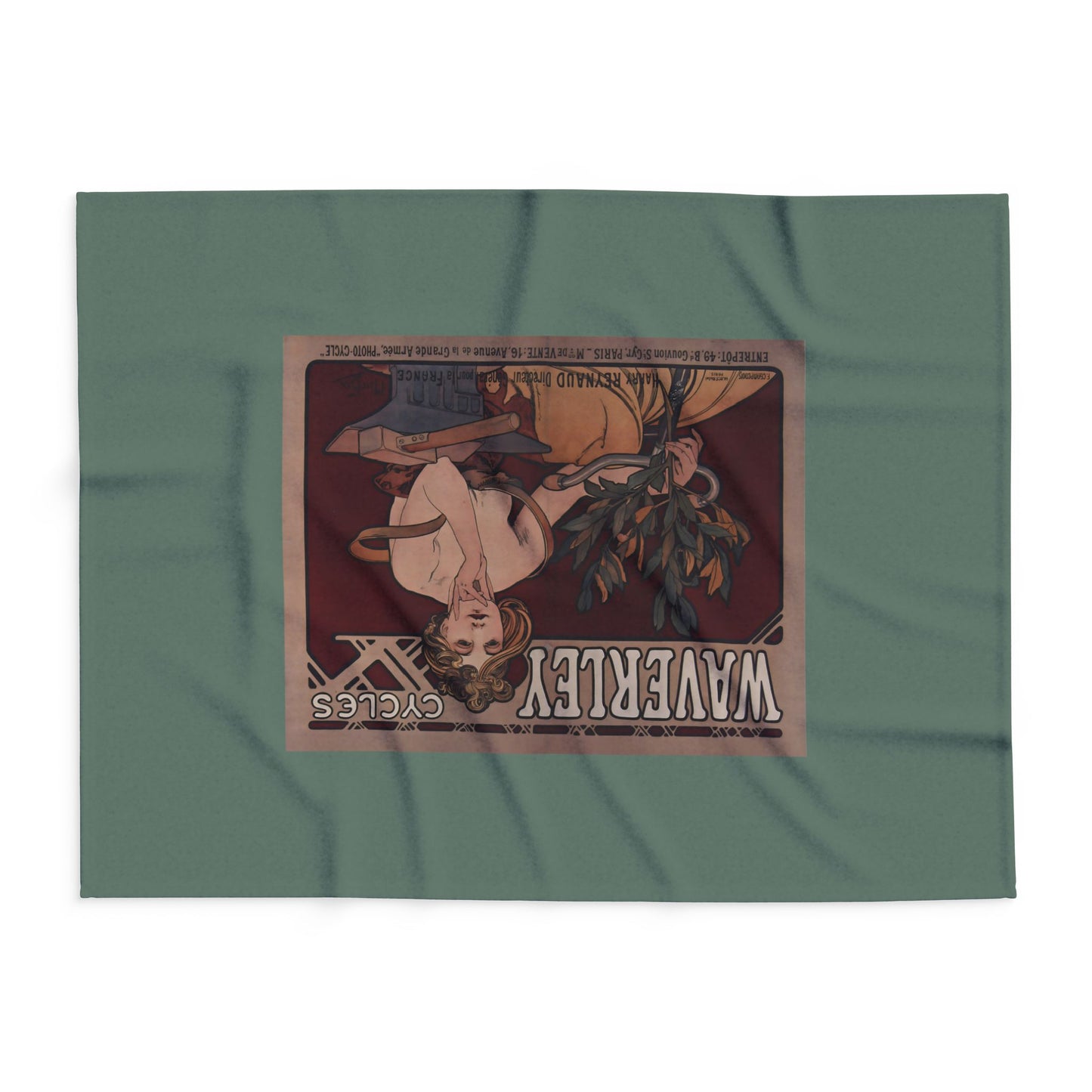 Arctic Fleece Blanket: 1898 Waverley Cycles Poster Design by Alphonse Mucha, Art Nouveau, Cozy Winter Throw, Perfect Gift for Art Lovers