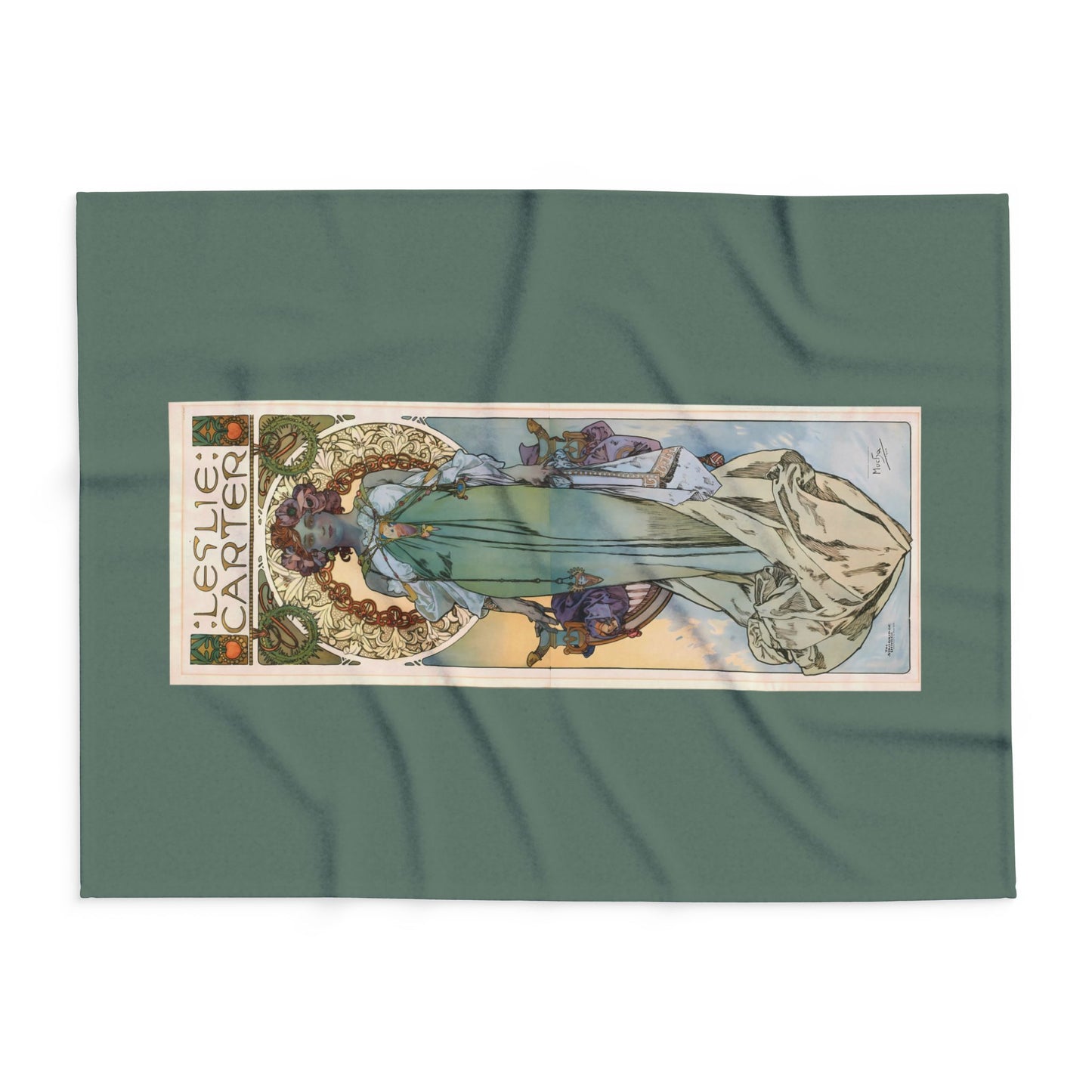 Arctic Fleece Blanket: 1908 Leslie Carter Poster by Alphonse Mucha, Art Nouveau, Cozy Winter Throw, Perfect Gift for Art Lovers