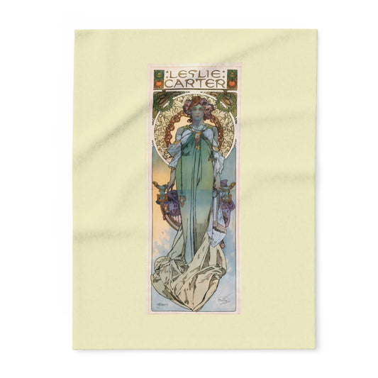 Arctic Fleece Blanket: 1908 Leslie Carter Poster by Alphonse Mucha, Art Nouveau, Cozy Winter Throw, Perfect Gift for Art Lovers