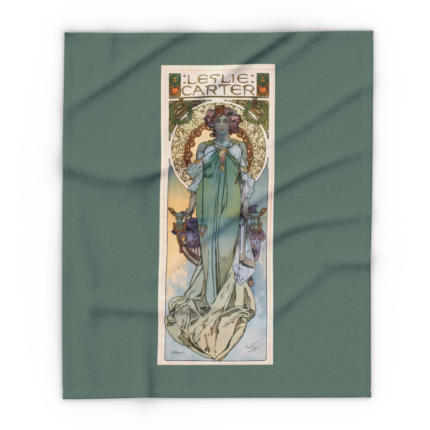 Arctic Fleece Blanket: 1908 Leslie Carter Poster by Alphonse Mucha, Art Nouveau, Cozy Winter Throw, Perfect Gift for Art Lovers