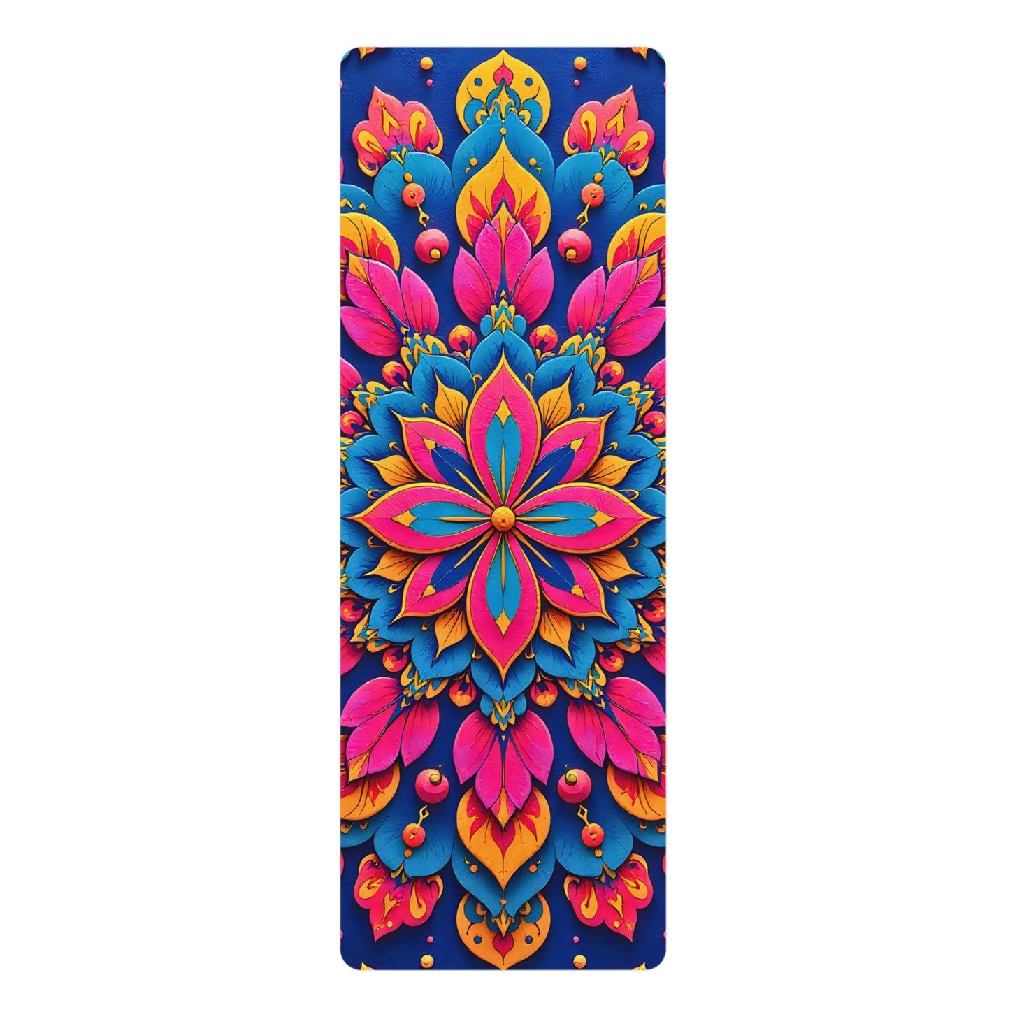 Mandala Rubber Yoga Mat: Non-Slip Suede Top & Natural Rubber Bottom, Colorful Lotus Design, 24×70" Cushioning for Yoga, Pilates, Meditation