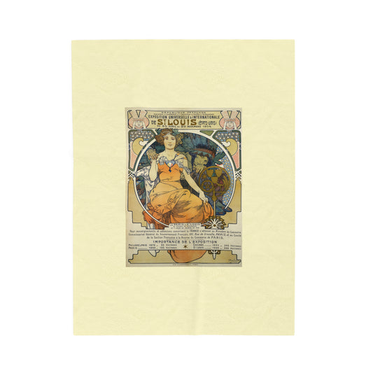 Velveteen Blanket: 1904 St. Louis World's Fair Poster Design, A. Mucha, Art Nouveau Decor, Vintage Plush Throw, Cozy Winter Blanket for Home