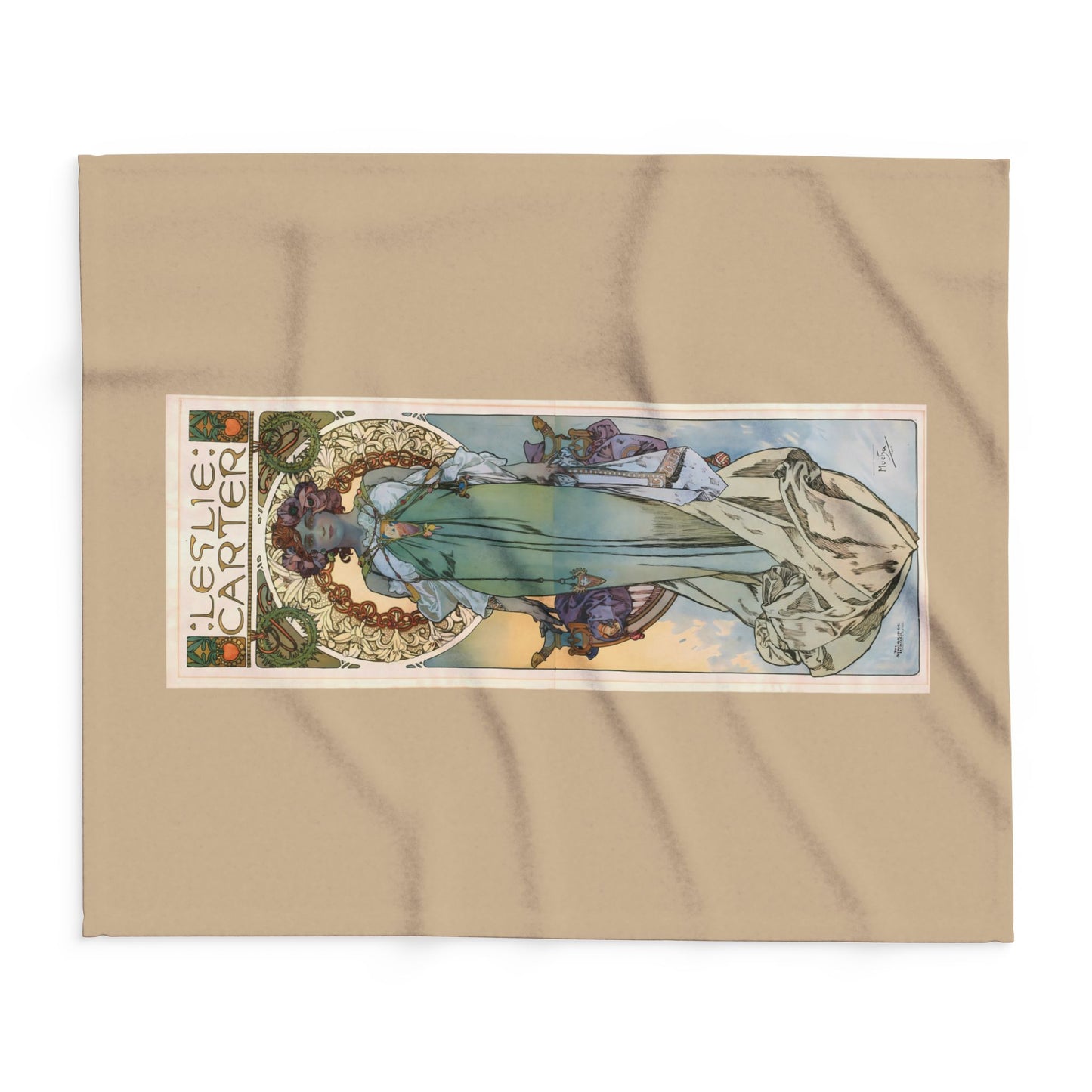 Arctic Fleece Blanket: 1908 Leslie Carter Poster by Alphonse Mucha, Art Nouveau, Cozy Winter Throw, Perfect Gift for Art Lovers